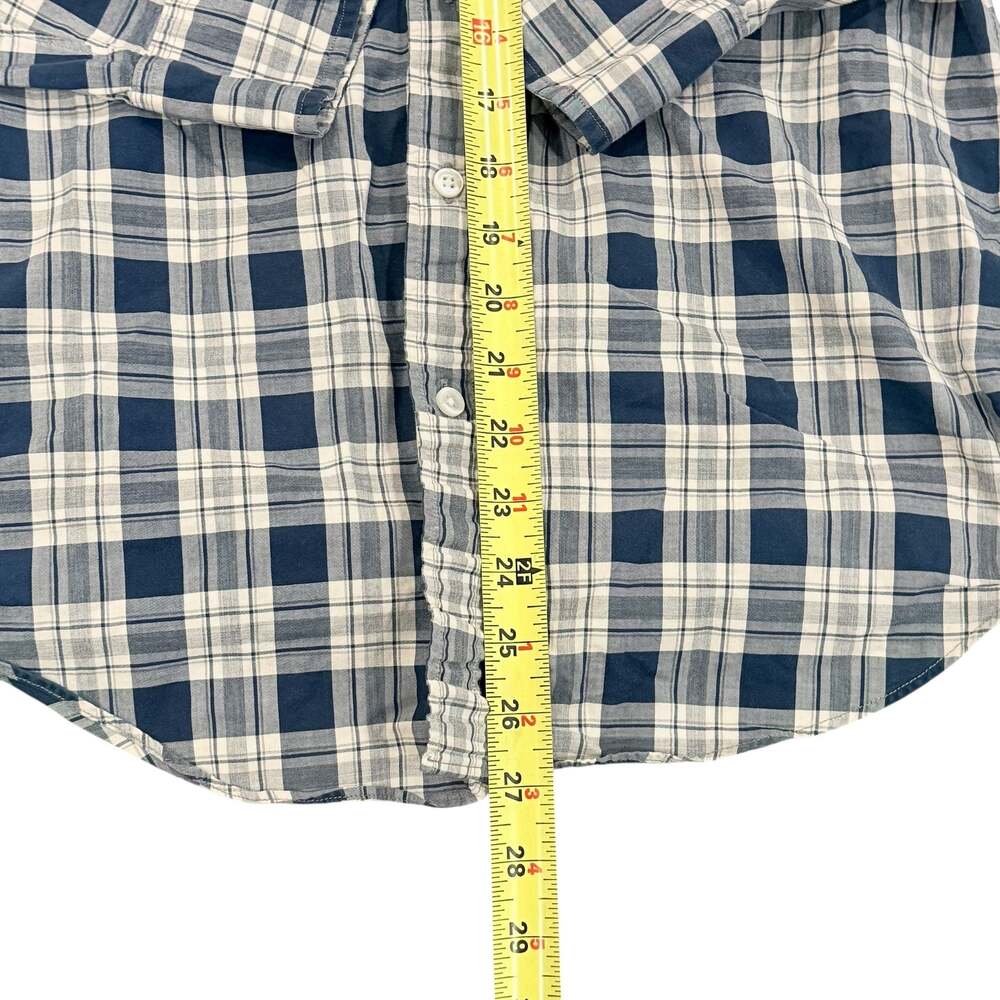 J.Crew Men's Medium Blue and White Plaid Secret Wash Button-Down Shirt - Picture 5 of 6